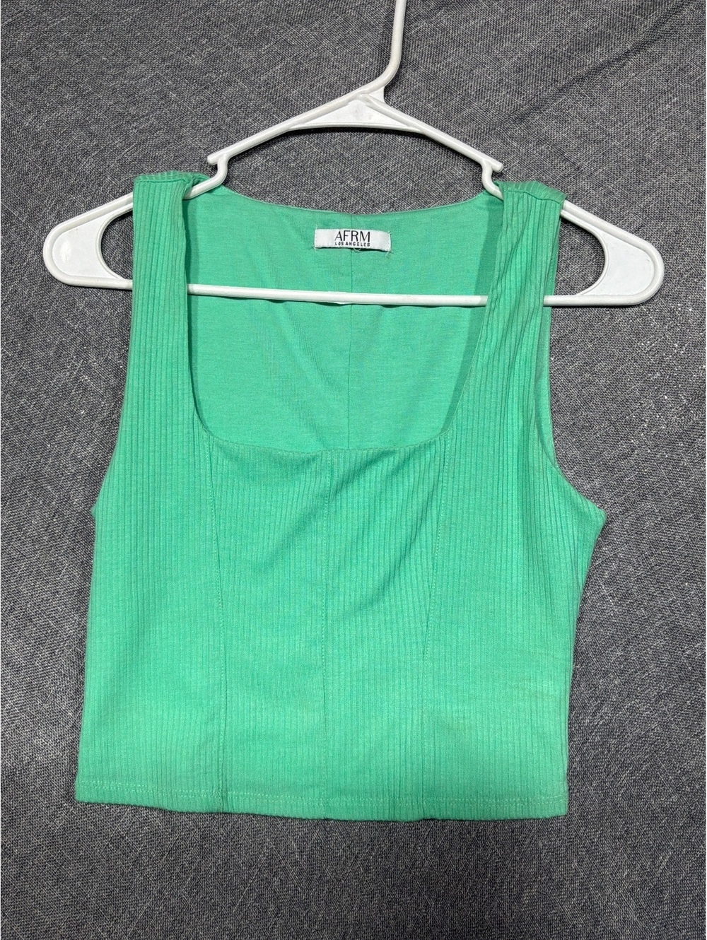 AFRM Los Angeles Green Ribbed Tank Top